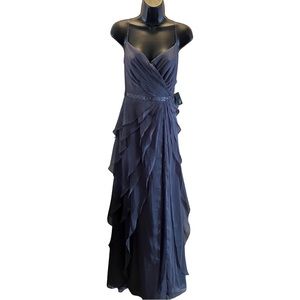 Grey A-Line wedding/ Prom Formal Evening Long Dress with beaded embellishments